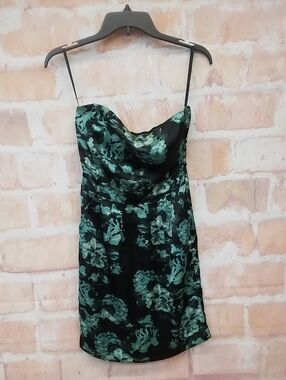 banana republic green strapless dress Banana Republic Dark Hunter Green Bubble Hem Pleated Strapless Dress 10 EUC